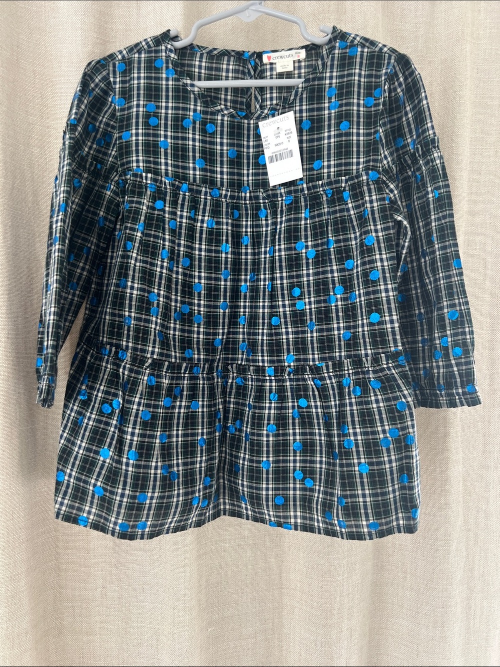 Nwt Crewcuts Girls Plaid Holiday Blouse
